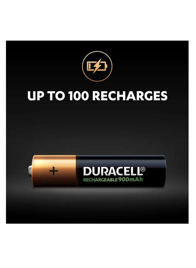 Duracell Rechargeable AAA Battery, 900mAh, Pack of 4 Long lasting per charge