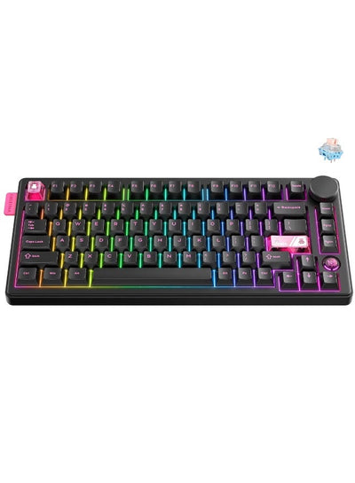 MT706 Tri-Mode RGB Mechanical Gaming Keyboard with 81 Keys & Control Knob, 2.4GHz Wireless, Bluetooth & Wired Type-C Con