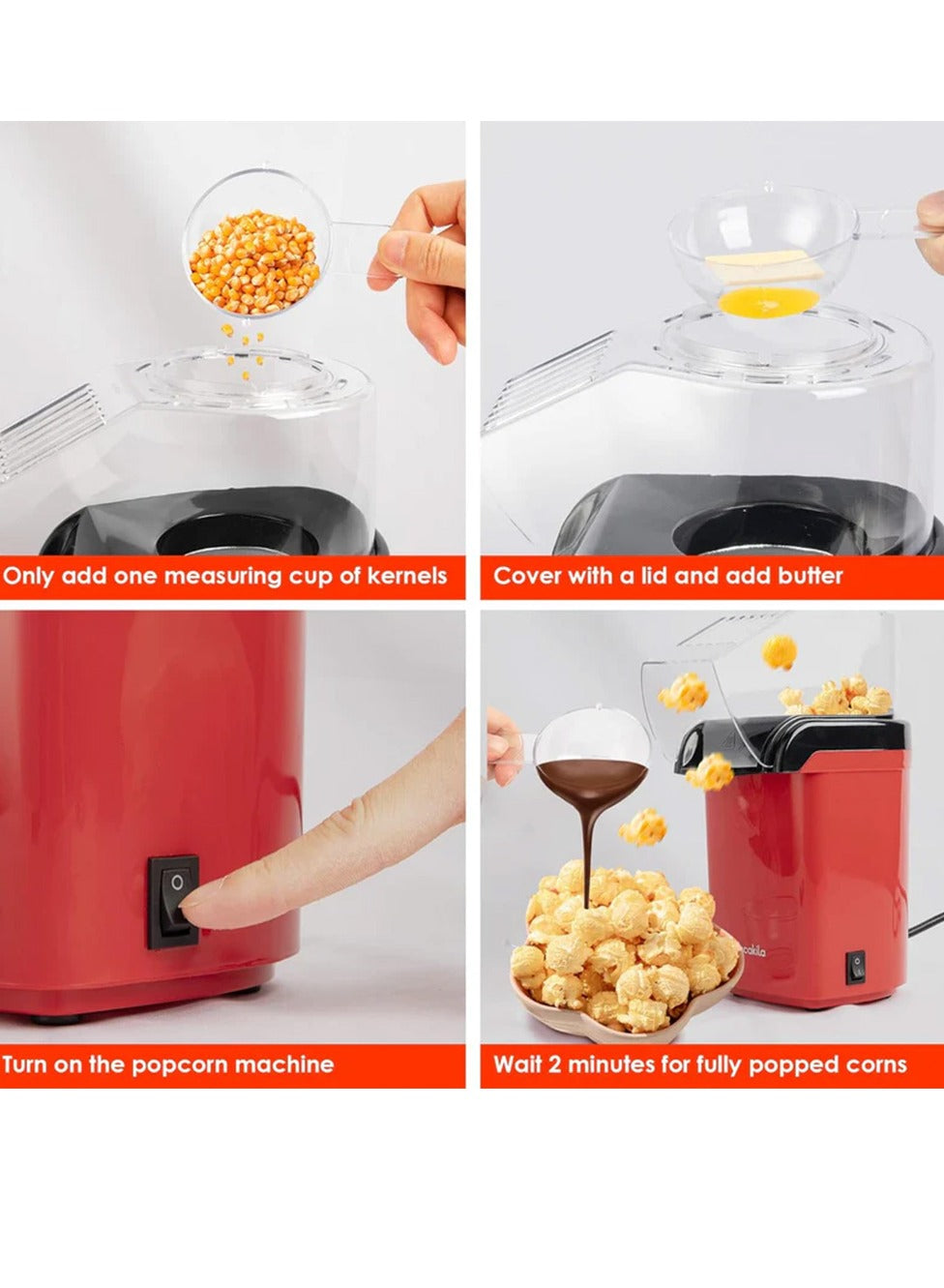 JAMAKY Italy Popcorn Maker 1200W - JMK9001 - Red