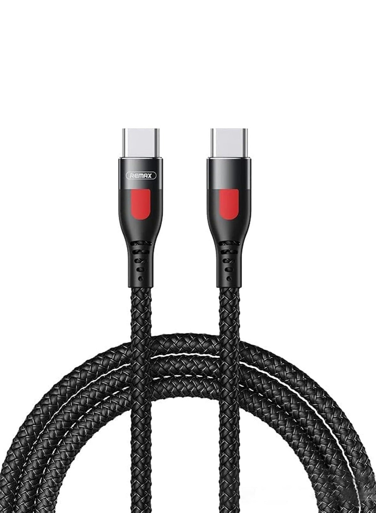 RC-195 Tangle Free Fast Charging Data Cable 1000mm 65W Type C to C - Black