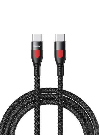 RC-195 Tangle Free Fast Charging Data Cable 1000mm 65W Type C to C - Black