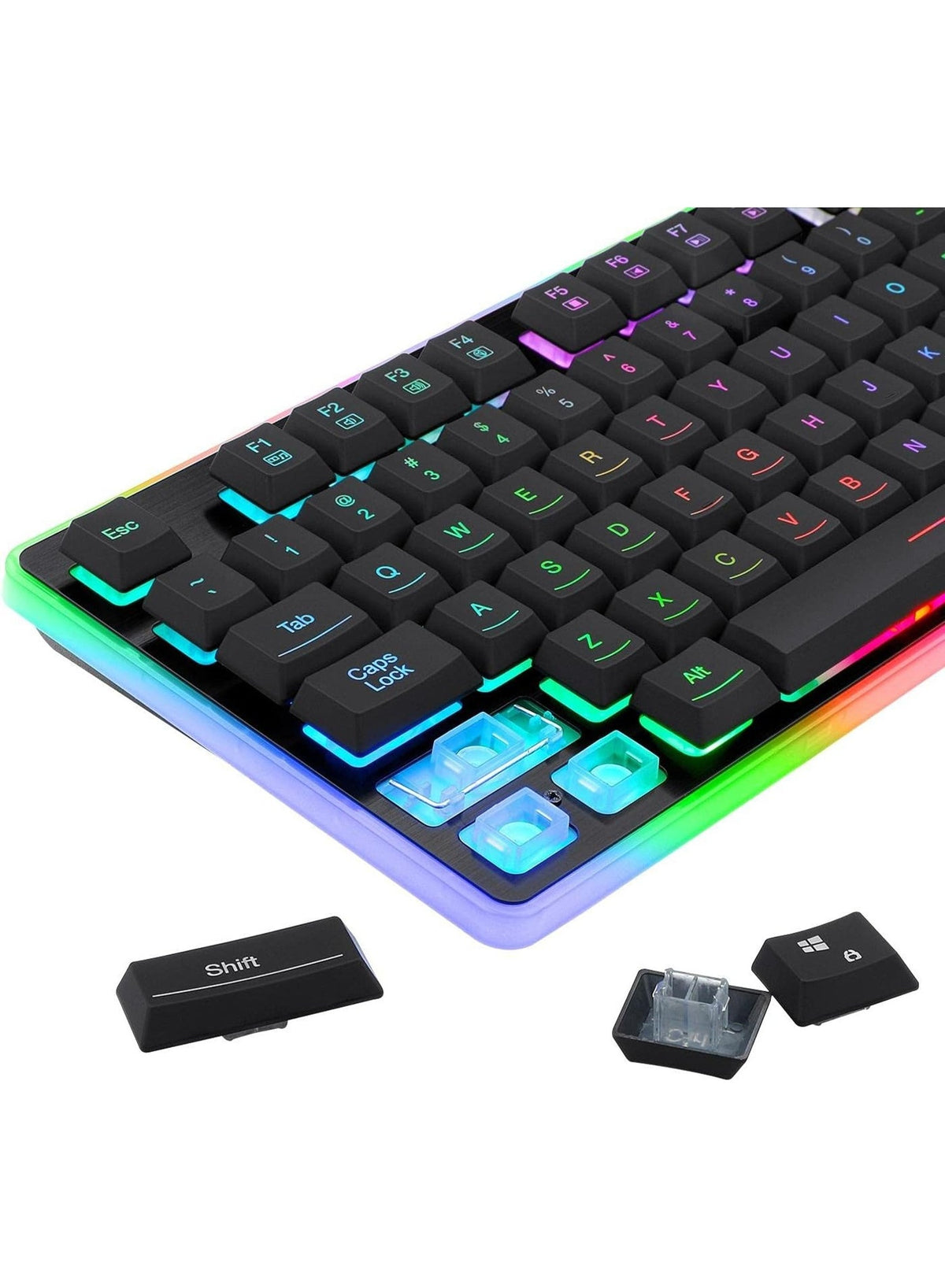 K509-RGB 104 Keys Replacement Keycaps Set for Mechanical Keyboard, Premium Black PBT Keycaps for Full-Size Gaming Keyboa