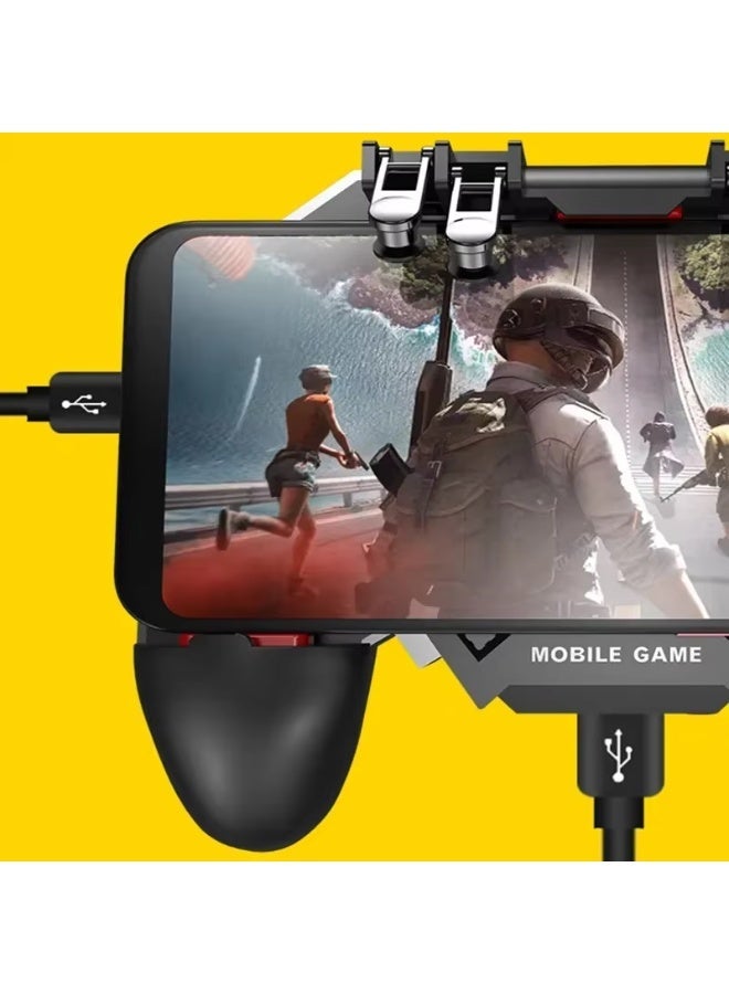 Mobile Gaming Controller With Cooling Fan, 6 Finger Trigger Design, Rechargeable 1200mAh Battery, Ergonomic Phone Gamepa