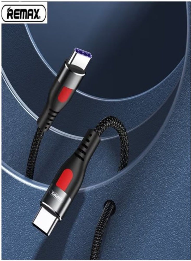 RC-195 Tangle Free Fast Charging Data Cable 1000mm 65W Type C to C - Black