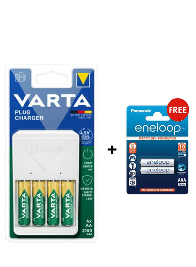 شاحن جداري VARTA 240V مع بطاريات بيضاء