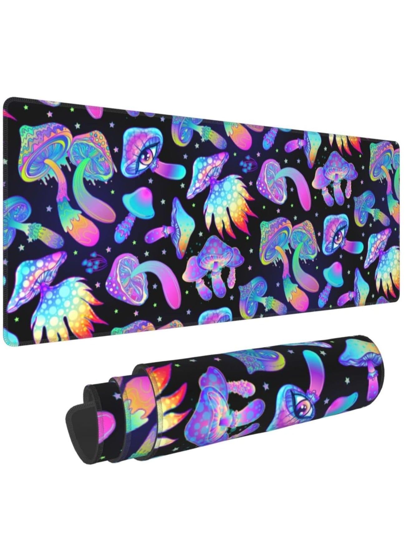 Psychedelic Revel Mushroom Mouse Pad Extended Large Gaming Mousepad XL Big Long Oversized Desk Mat Stitched Edges ( 70x30x2mm ) for Home Office