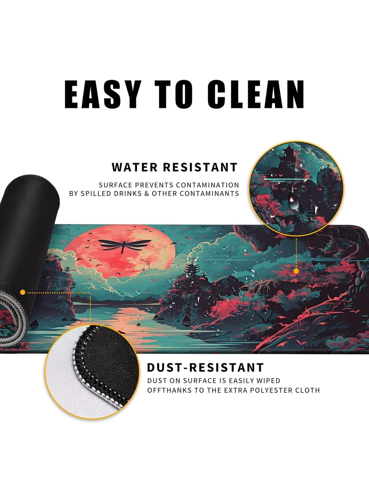 Japanese Desk Mat Riverside Full Moon Desk Pad Psychedelic Mlarge , Mouse Pad Dragonfly Gaming Mousepad Extended Large K