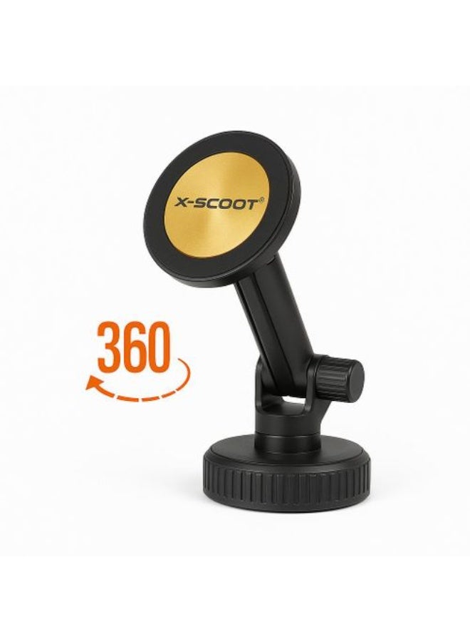 XS-811 Magnetic Car Phone Holder, 360° Rotating Adjustable & Extendable Smartphone Mount, One-Hand Operation, Center Con