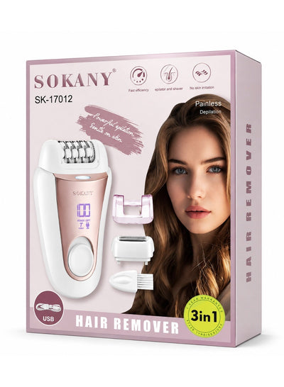 SK-17012 3-in-1 Women’s Epilator Hair Remover, Rechargeable Electric Hair Removal Machine with Multiple Attachments, Dig
