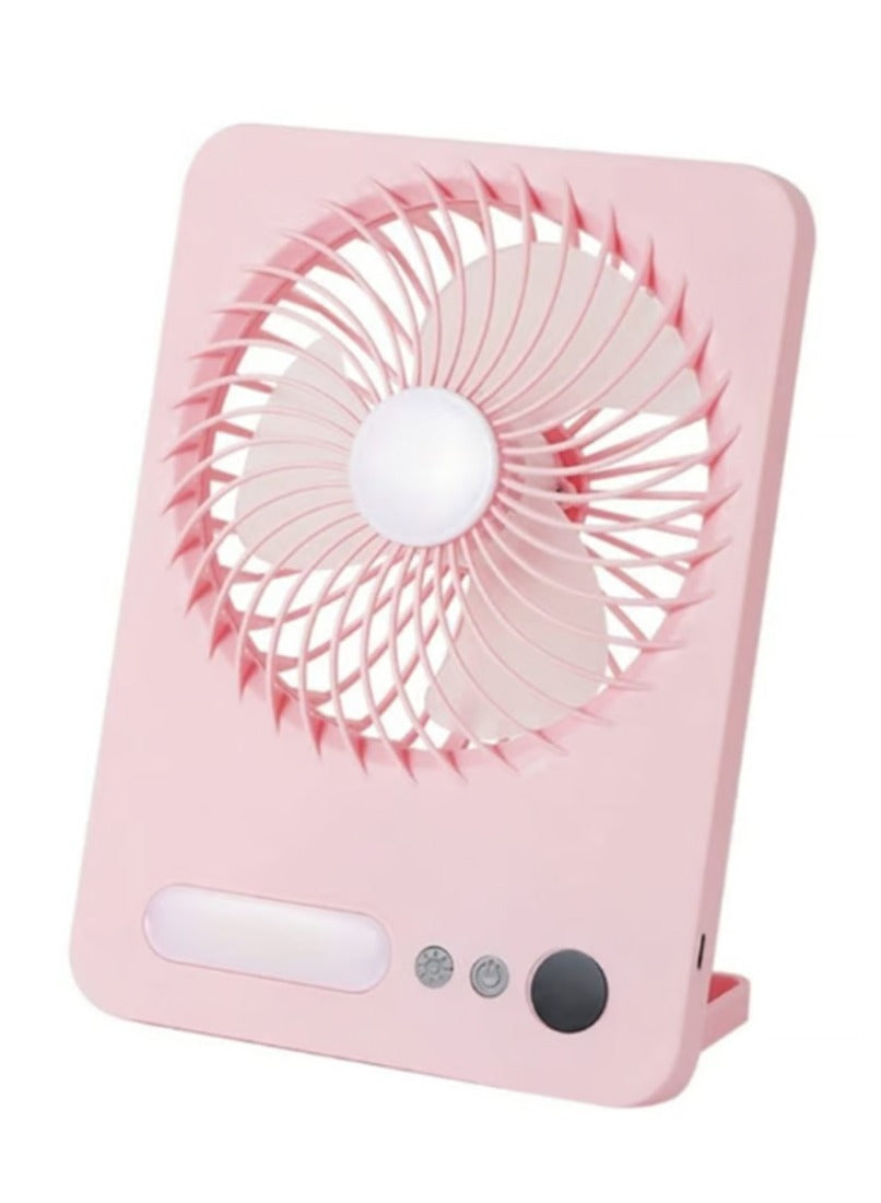 Portable Desk Mini Fan 3 Speeds With LED Lights USB Rechargeable