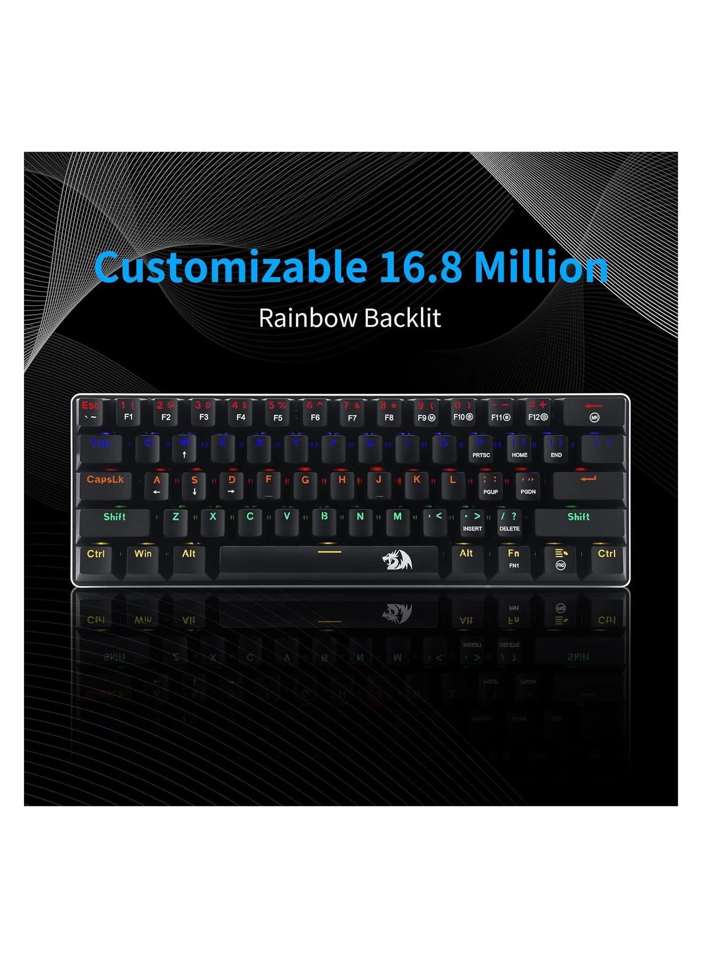 كيبورد جيمنج Redragon K613 JAX ميكانيكال 60% متعدد الألوان