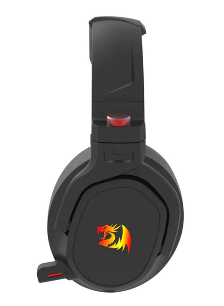 سماعة جيمنج Redragon H838 Nomen Wireless بميكروفون قابل للسحب أسود