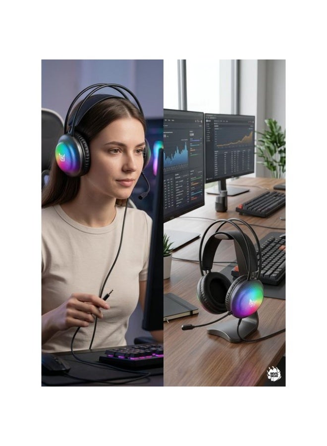 X29 RGB USB Wired Gaming Headset with Surround Sound and Noise Cancelling Microphone, Stereo Drivers, Adjustable Headban