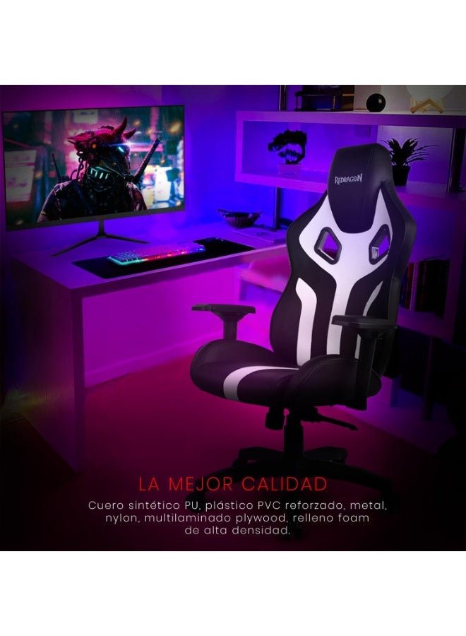 كرسي جيمنج REDRAGON C502 إرجونومي وسادة رأس وظهر أسود أبيض