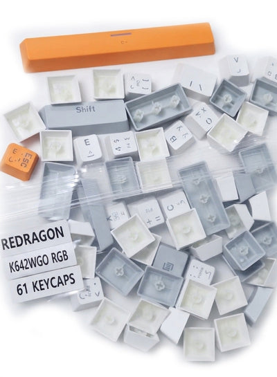 K642WGO RGB 61 Keys Replacement Keycaps Set with Scroll, Black and Gray Keycaps for Mechanical Keyboard, Custom Keycap K