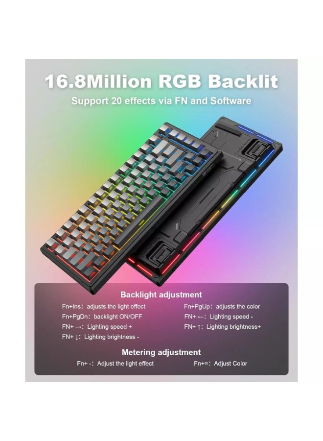 G83 Tri-Mode RGB Mechanical Gaming Keyboard with Bluetooth 5.0, 2.4GHz & Wired USB-C Connectivity, 75% Hot-Swappable Lay