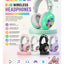 AH-980G RGB Bluetooth Gaming Headphones with 40mm Dynamic Drivers, Wireless Over-Ear Headset, Pure Bass Sound, Noise Red