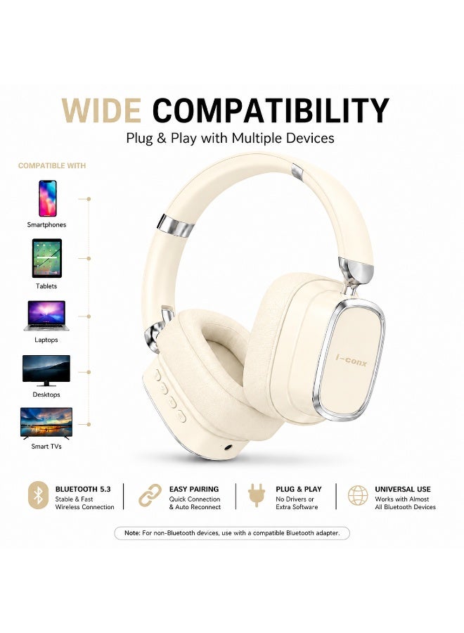 I513 Wireless Bluetooth Headphones – 40mm Drivers, Deep Stereo Bass, Noise-Reducing Mic, Bluetooth, TF Card, Type-C Char