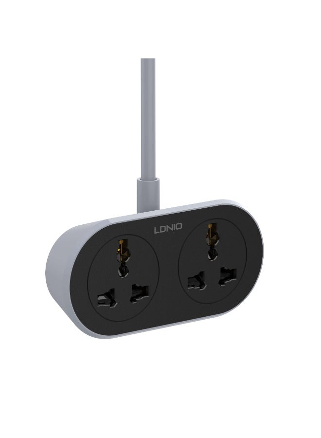 SC2018 Universal Extension Power Socket 2 Outlet , 10A 2500W Heavy Duty Power Strip with 5M Cable, US/EU/UK Plug Support