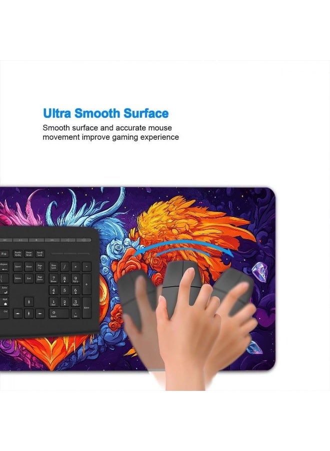 Colorful Dragon Gaming Mouse Pad Colorful Cartoon Angel Demon Heart Mousepad Large Gaming Mouse Pad Laptop Keyboard Mat 