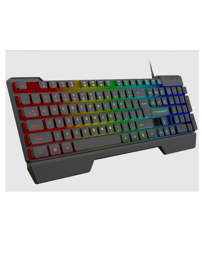 Forev Wired Gaming Tri-Color Keyboard FV-Q58 , Rainbow Backlit Keyboard