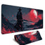 Black Desk Mat Japanese Samurai Mouse Pad Large Red Anime Big Mousepad Gaming Large Mouse Pad for Men Desk Pad with Stit