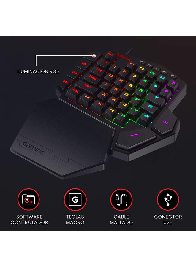 كيبورد جيمنج REDRAGON K585 DITI ميكانيكال يد واحدة مفاتيح زرقاء أسود
