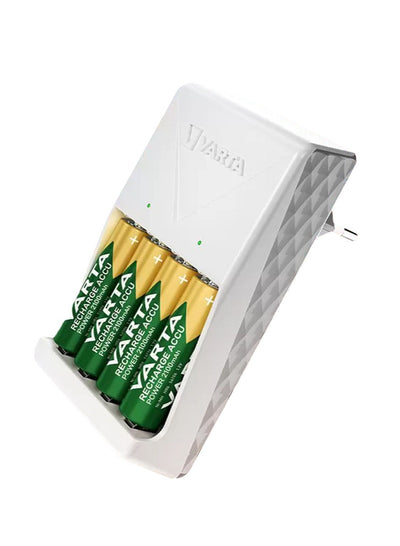 VARTA Plug Charger , 240V , comprises 4 charger models compatible with 2 or 4 rechargeable batteries in all common sizes AAA, AA, C, D and 9V