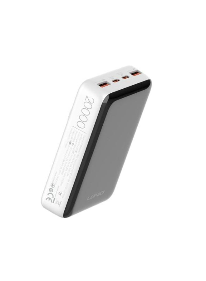 باور بانك LDNIO PQ18 مغناطيسي لاسلكي 20000mAh شحن 15W أبيض
