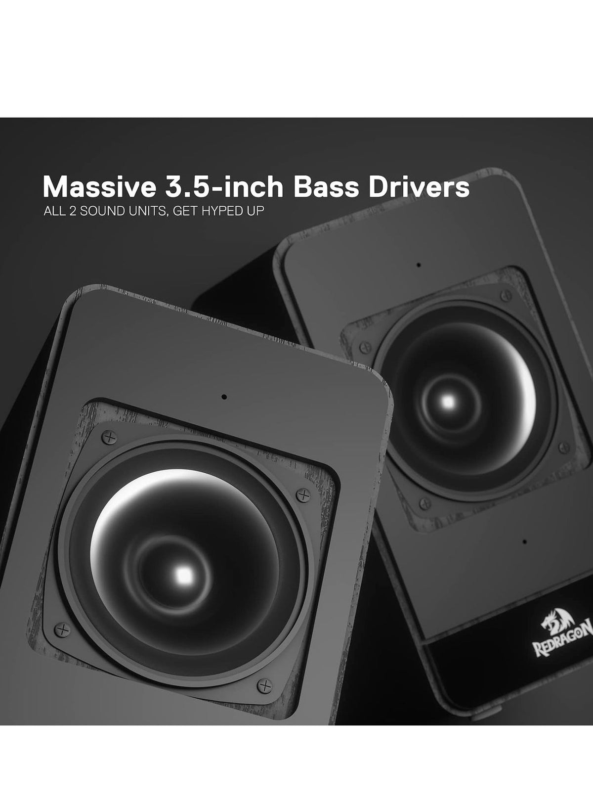 GS813 Wireless Desktop Speakers, 2.0 Channel Bookshelf Speaker with Powerful 20W Output, BT 5.0/3.5mm AUX Connection, En