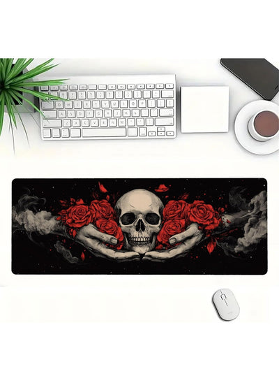 Gothic Skull Gaming Mouse Pad Large Rose Horror Dark Fantasy Mousepad Large Gaming Mouse Pad Laptop Keyboard Mat Non-Sli