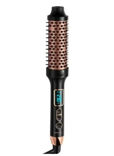 SK-15046 Heated Round Brush – 230°C Digital Hair Straightening & Styling Brush with LCD Display, Rose Gold & Black, Rapi