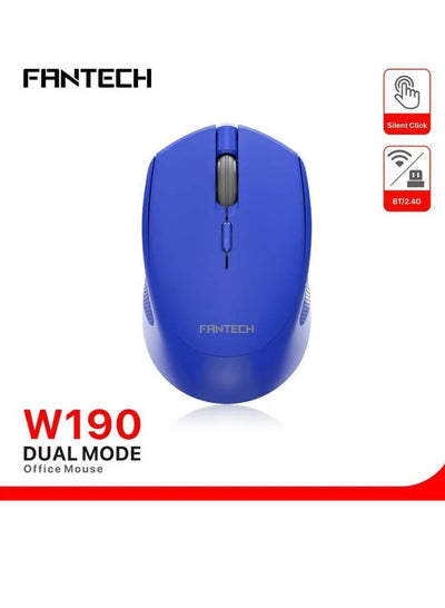 FANTECH W190 Silent Switch Ambidextrous Office blue Mouse , Supports both Bluetooth & 2.4GHz wireless