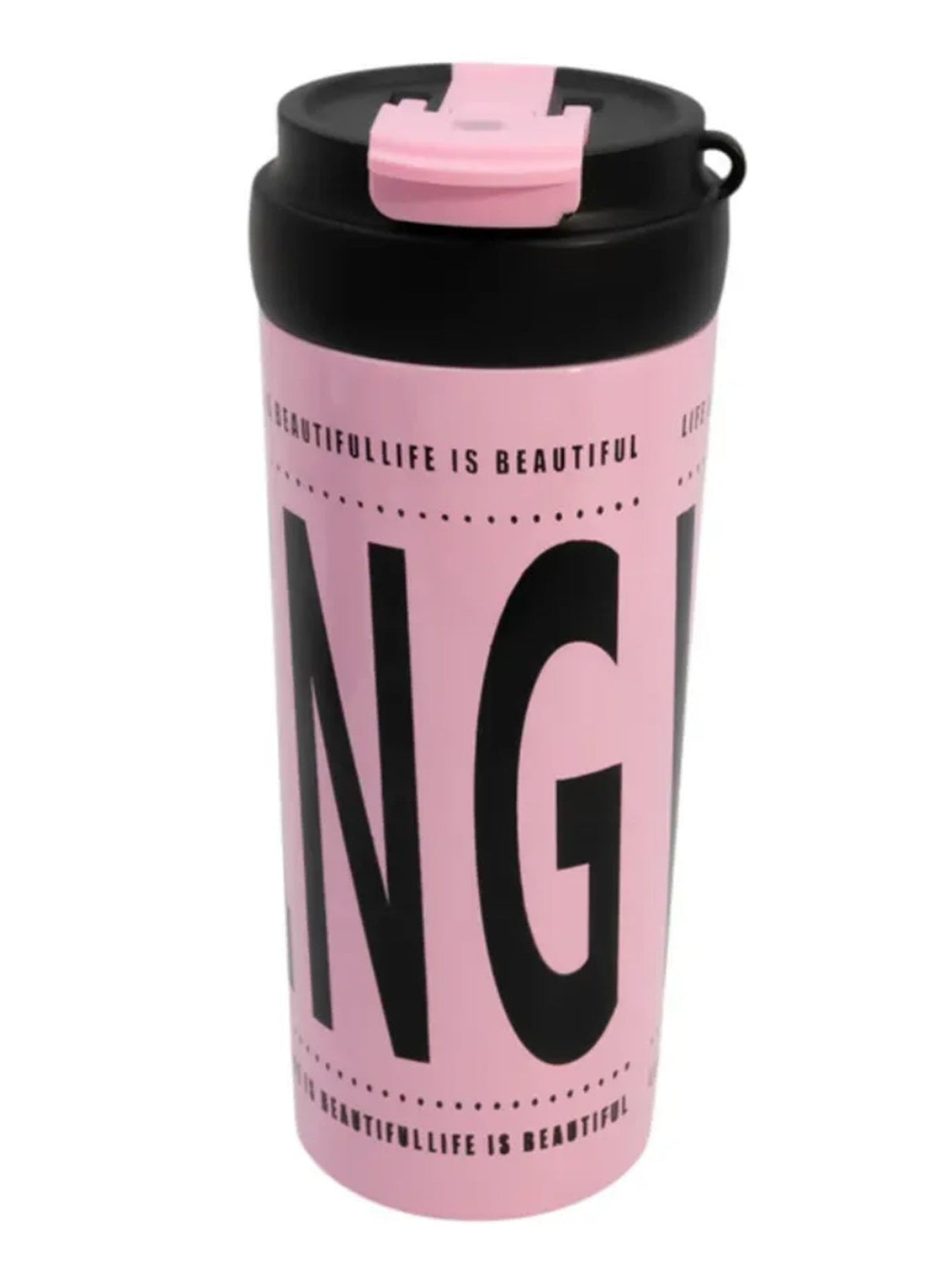 Modern Portable Thermal Tumbler with Sliding Lid – Sleek Design with Inspirational Message Compact Travel Mug with Secur