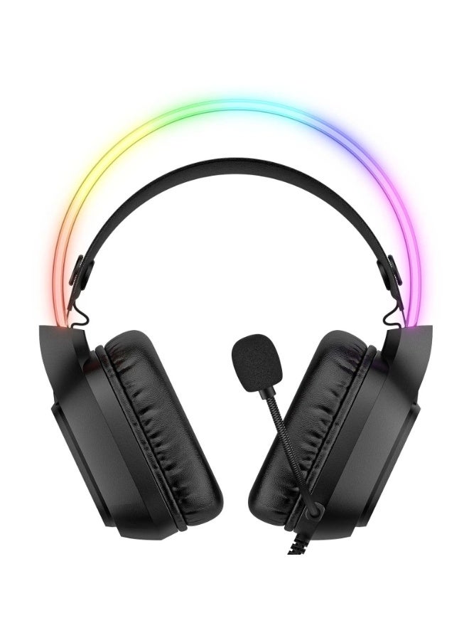 X22 RGB Gaming Headphones, Over-Ear Headset with Microphone, Noise Reduction, Volume Control, LED Light, Durable & Comfo