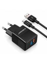 شاحن حائط X-SCOOT CH-256 بقوة 30W مع كابل Type-C وتقنية Smart IQ – أسود