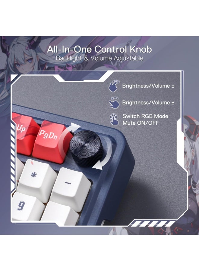 K686AK PRO 98 Keys Wireless Gasket RGB Gaming Keyboard, 3 Mode Anime Mechanical Keyboard w/Hot Swap Socket, Dedicated Kn