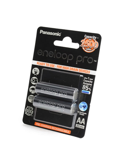 Panasonic Rechargable Battery Eneloop pro BK-3HCDE/2BE 2500mAh AA Black
