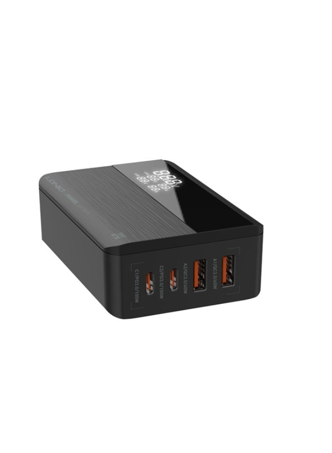 A4809C GaN Super Fast Desktop Charger 100W with 4 Ports (2×USB-C + 2×USB-A), PD3.0 & QC4.0 Fast Charging, LED Power Disp