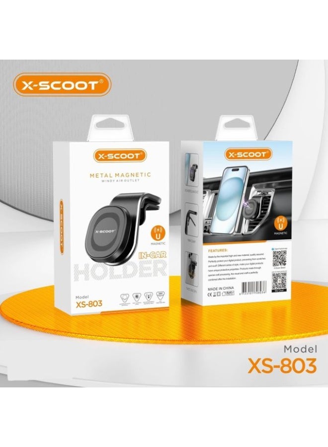 XS-803 Magnetic Car Phone Holder, 360° Rotating Air Vent Mount with Strong Magnetic Hold, One-Hand Operation, Compact Ca