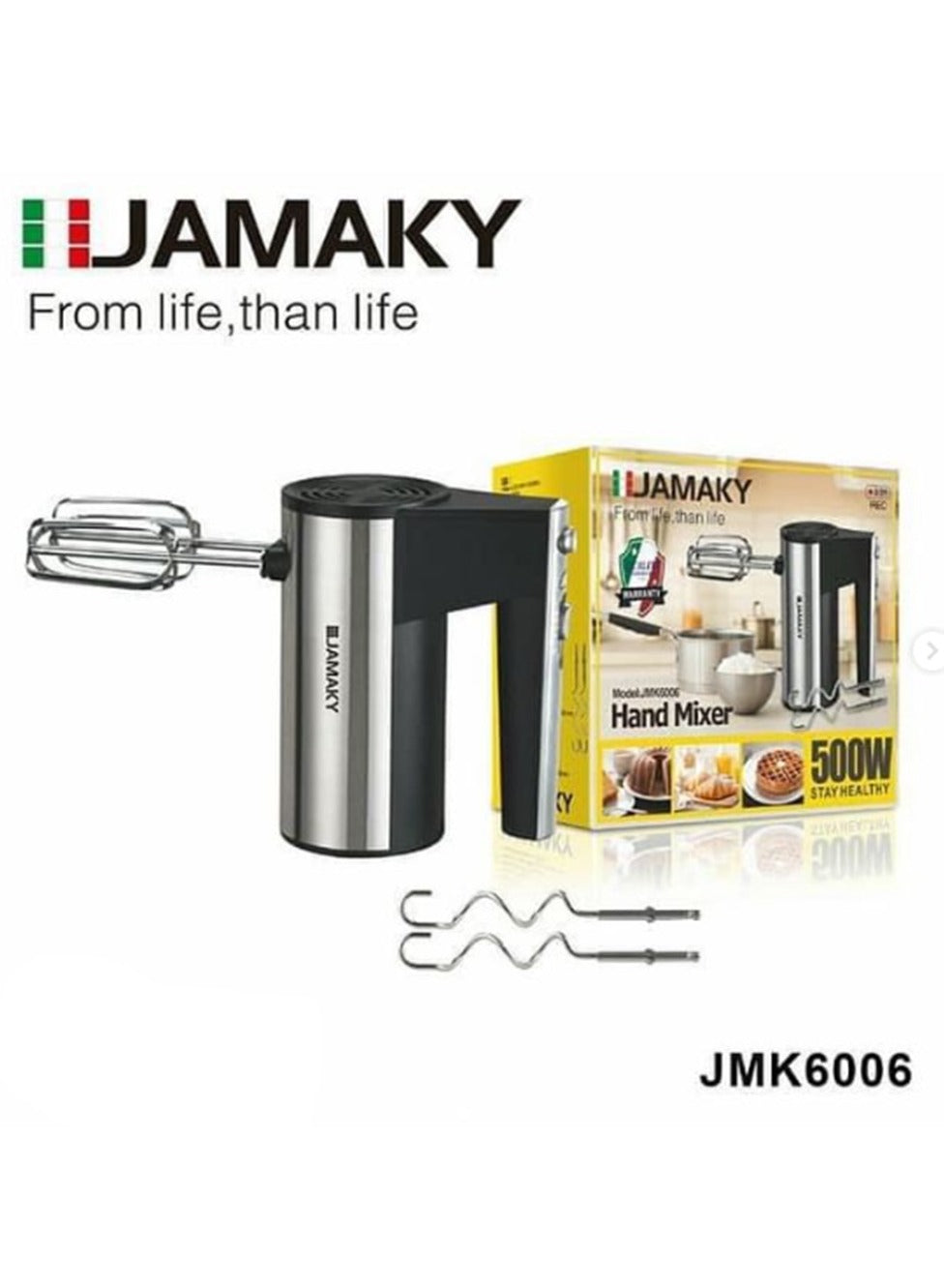 JAMAKY Italy Hand Mixer 500W - JMK6006 - Silver Black