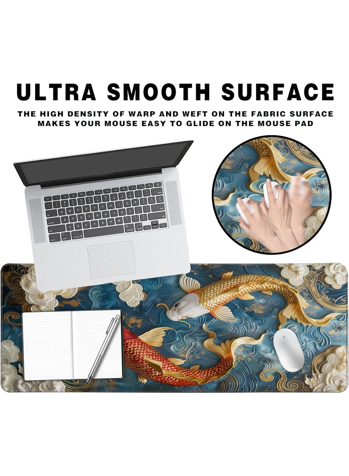 Long Gaming Mouse Pad Extended Anime Large Desk Pad with Non-Slip Base Full Keyboard Mat with Stitched Edges for Gaming 