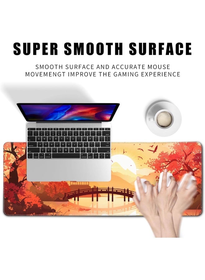 Gaming Mouse Pad Large Desk Pad for Desk Computer Pc Laptop Office Decor, Mouse Keyboard Pad Stitched Edges Non-Slip Rub