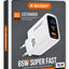 CH-272 65W Smart Fast Wall Charger with LCD Power Display, Dual-Port USB-C & USB-A Charging Adapter, AC 100–240V Travel 