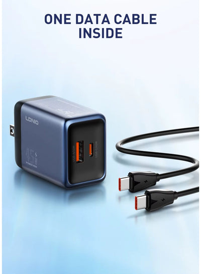45W GaN USB-C and USB-A Fast Wall Charger, Power Delivery PPS Super Fast Charging Adapter for Laptops, MacBook, iPhone, 