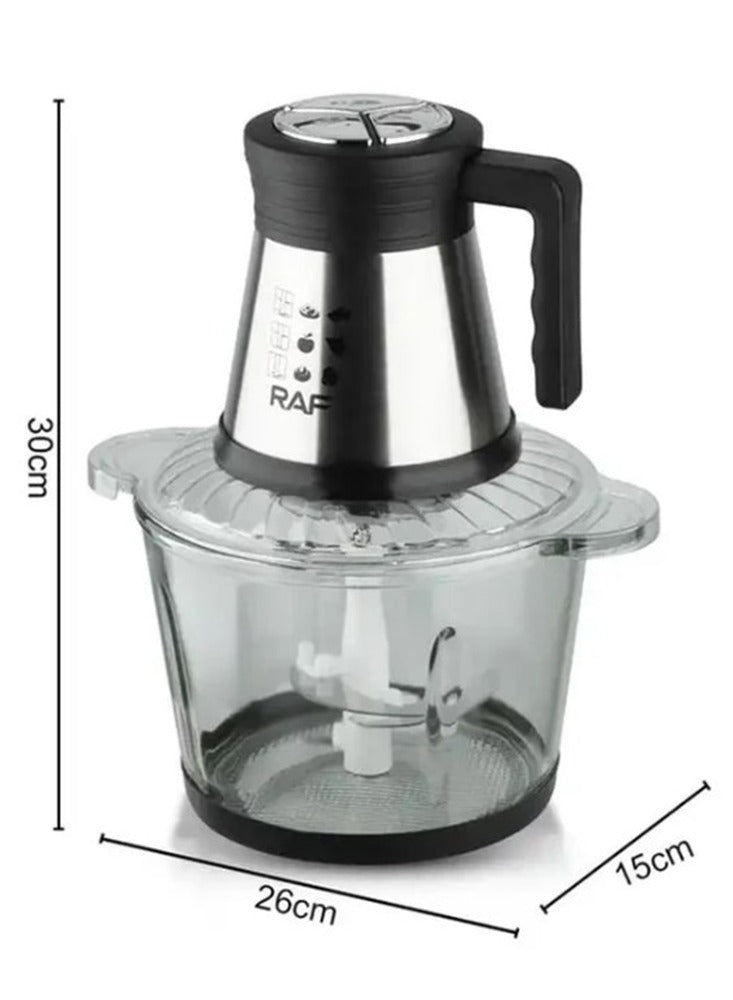 RAF Powerful vegetable and meat grinder, contains a grinder, a quad blade, and a 3.0 liter glass bowl with a capacity of 800 watts, model R.7037