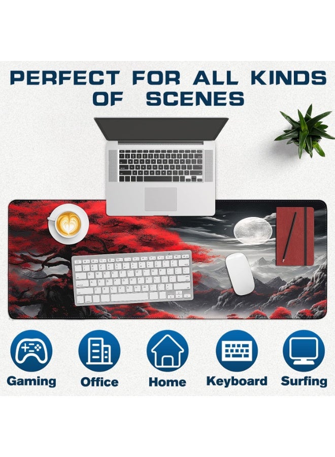 Full Moon Extended Gaming Mouse Pad with Stitched Edges 80×30cm XL Desk Mat for Gaming, Office, Keyboard, Mouse, Laptop,
