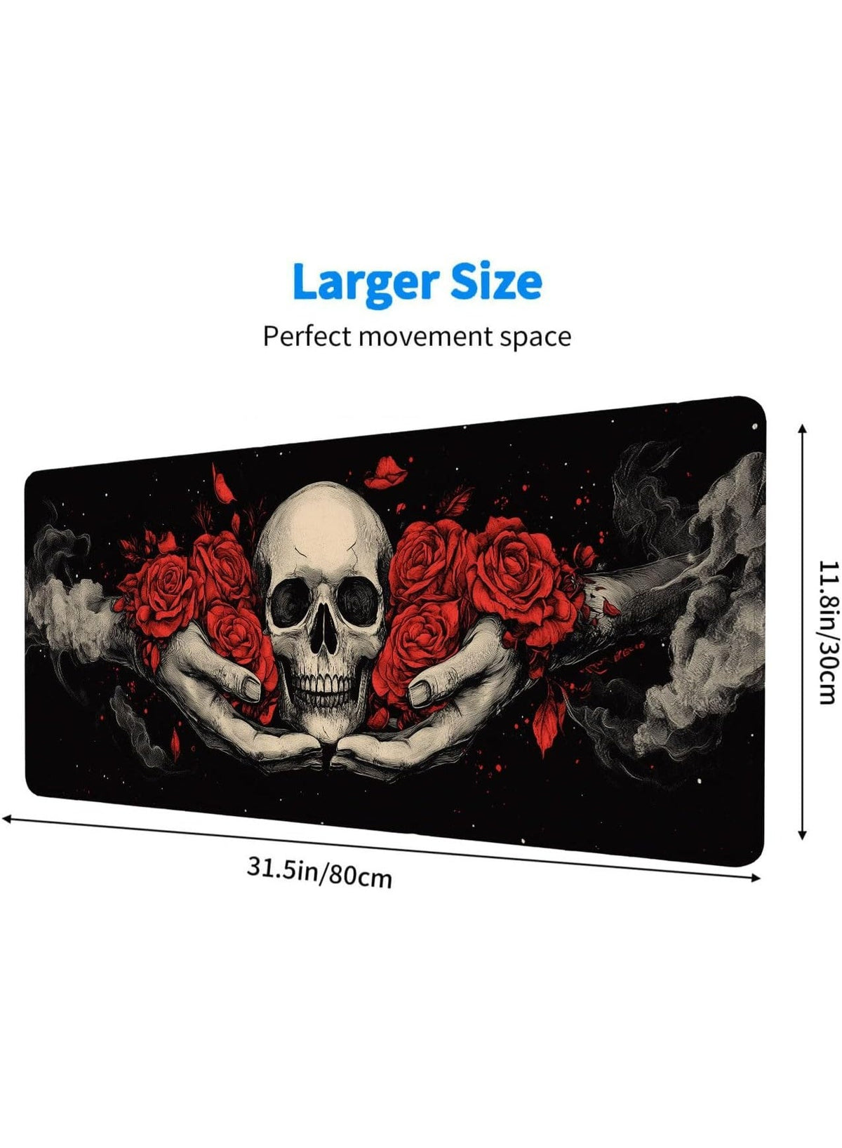 Gothic Skull Gaming Mouse Pad Large Rose Horror Dark Fantasy Mousepad Large Gaming Mouse Pad Laptop Keyboard Mat Non-Sli