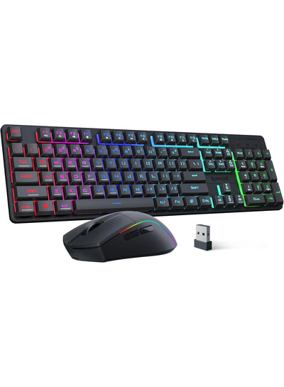 S107KS Wireless Gaming Keyboard and Mouse, RGB Backlit, 3 Mode (Wired/2.4G/BT), Up to 10,000 DPI Gaming Mouse with Softw