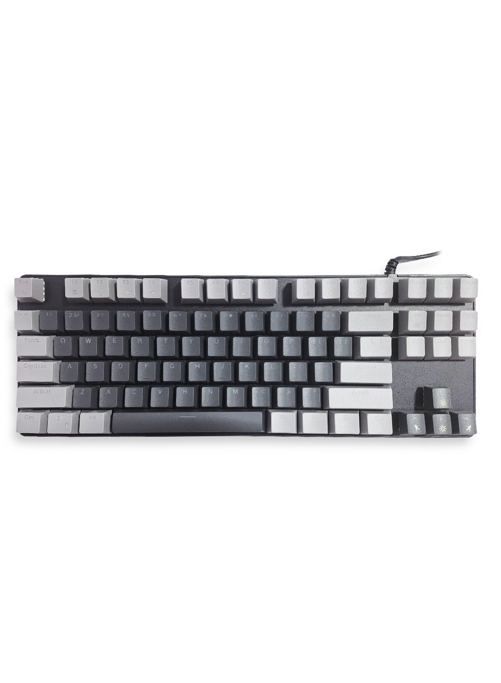 Mechanical Gaming Keyboard, model KL-103 for computer and lap top (black/gray) RGB Full size with 87 key, cable USB Speed interface , blue switch, adjustable height in to give comfort to the hand while playing